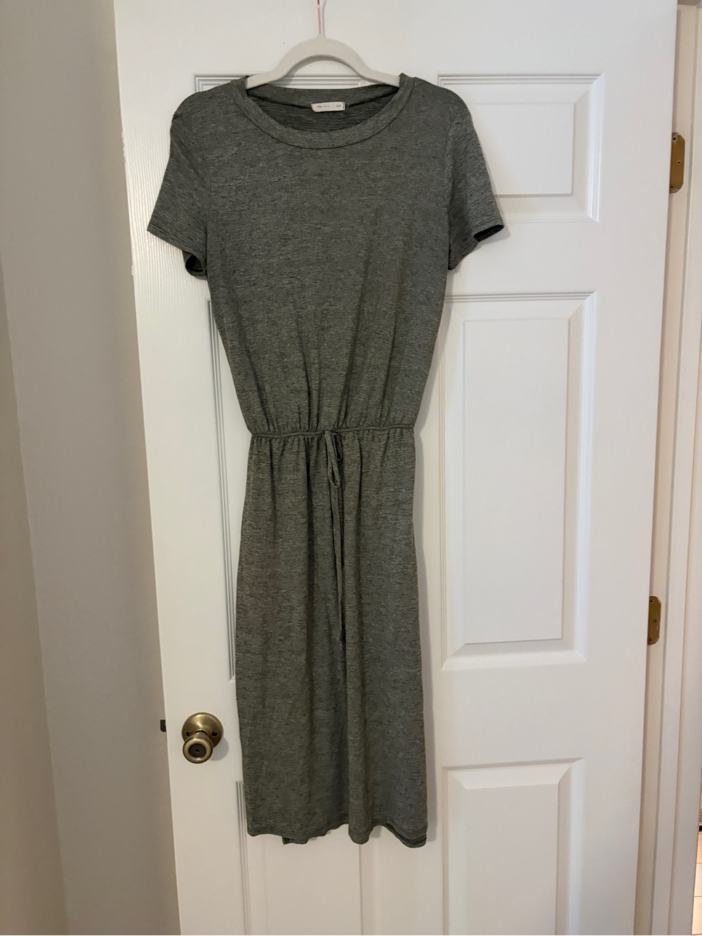 Casual Drawstring Midi Dress in Heather green